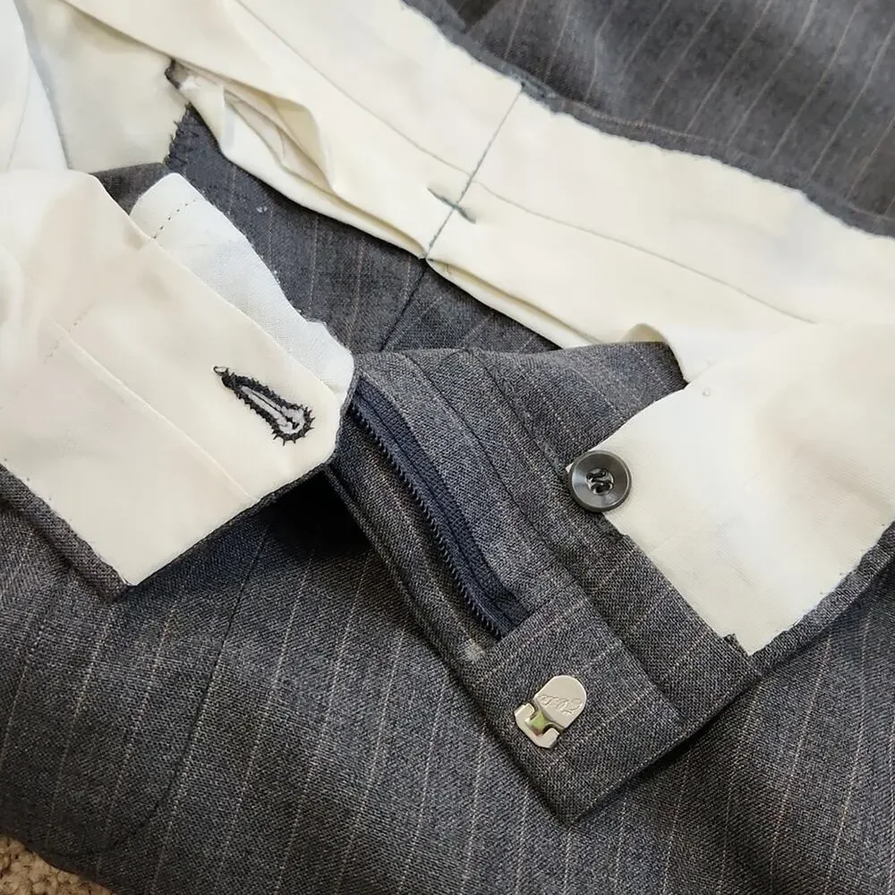 Vintage Palm Beach Gray Pinstriped Single Breasted Suit‎ 42 33x43 Business 80s